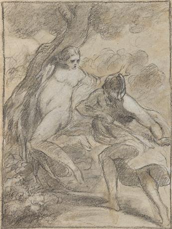 GIOVANNI CARNOVALI, CALLED IL PICCIO (Montegrino 1806-1873 Cremona) The Rape of a Sabine Woman * Study of a Kneeling Male Figure (A You